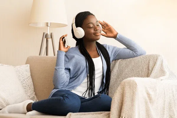 A person listening to music