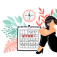 An illustration of a woman on her period