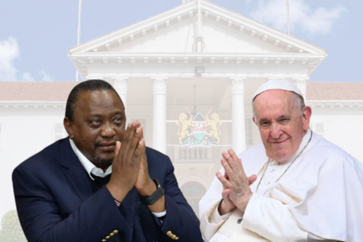 A collage of Former President Uhuru Kenyatta and the late Pope Francis
