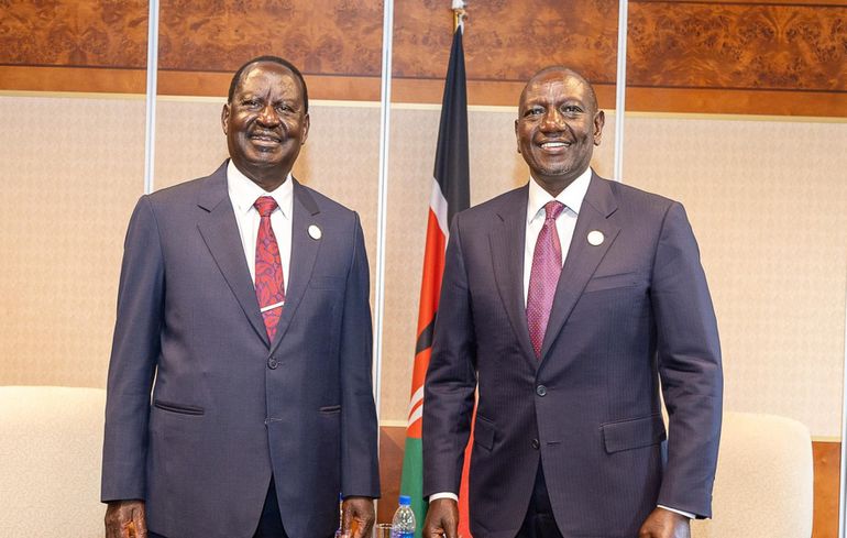 President William Ruto with former PM Raila Odinga