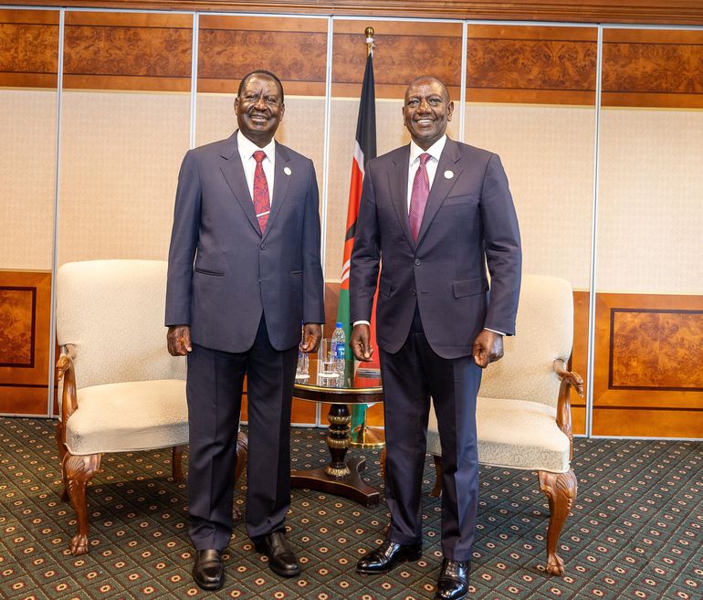 President William Ruto with former PM Raila Odinga