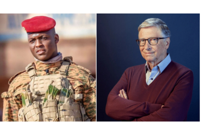 A collage of Burkina Faso leader Ibrahim Traore and Bill Gates