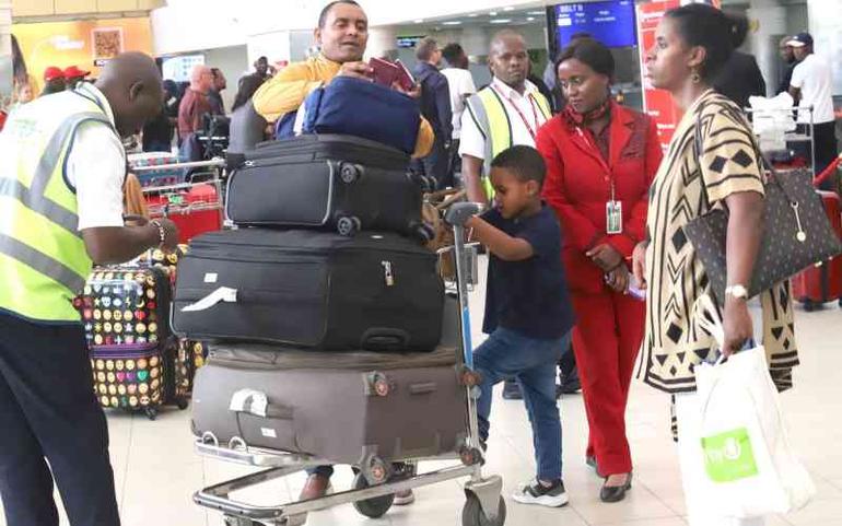 An unidentified Jamaican family jets into Kenya after the Visa-free policy between the two countries was enacted (Image: Files)
