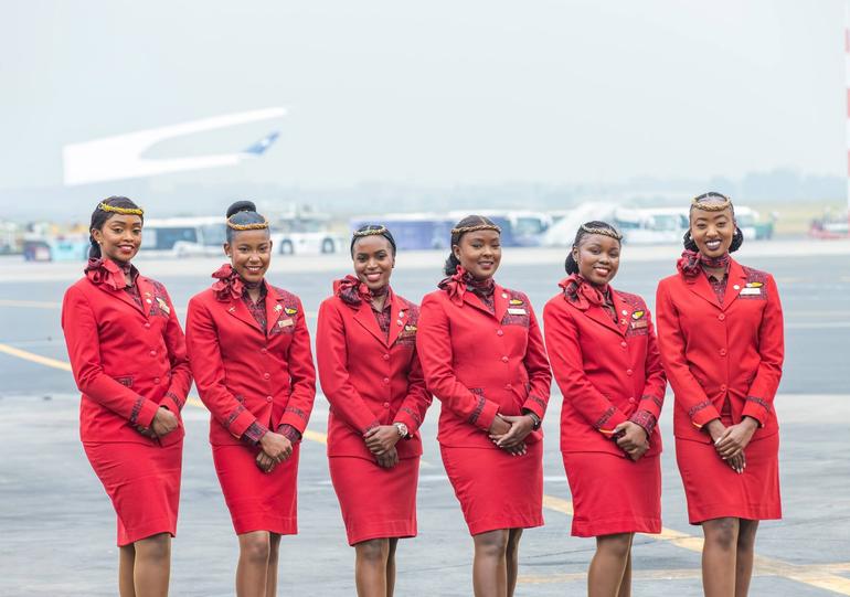 Kenya Airways staff during  an event to flag off the inaugural Boeing 777-300ER service from Nairobi to London in July 2026 (Image: Files)
