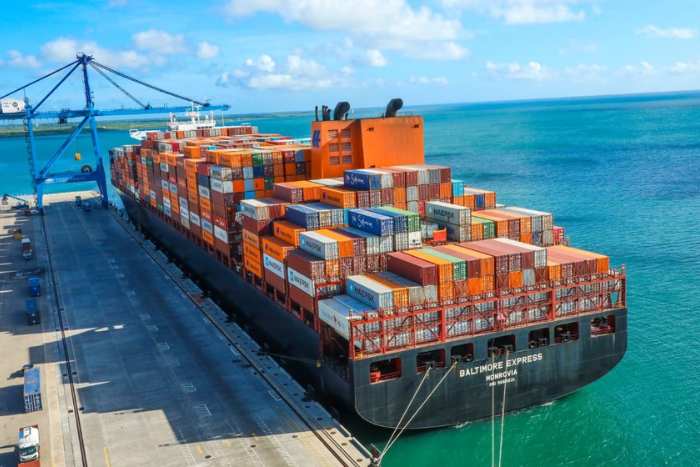 A cargo ship at the Port of Lamu. (Image: KPA)