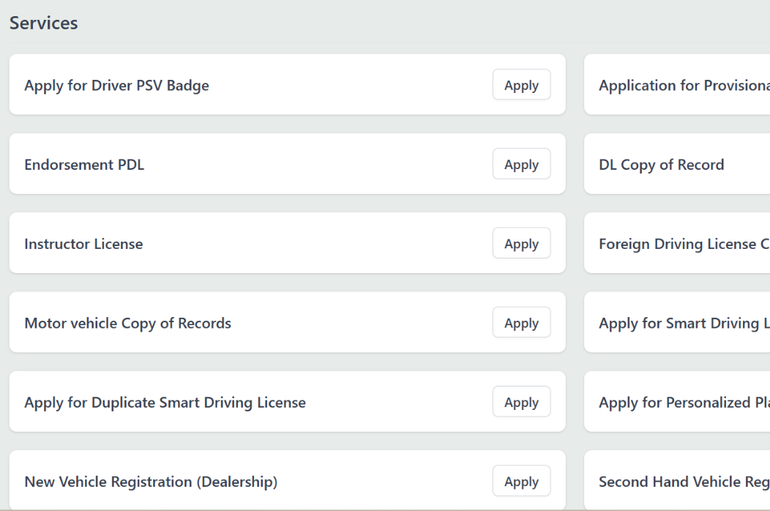 The NTSA portal on the e-Citizen platform