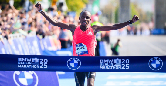 Sebastian Sawe wins the Berlin Marathon 2025. (Image: World Athletics)