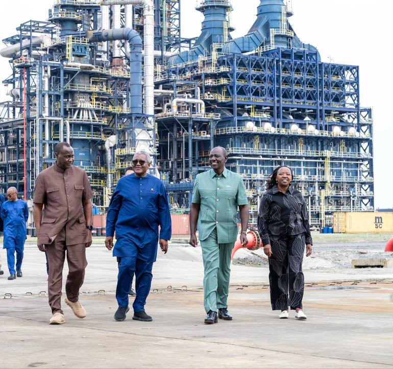 The refinery in Nigeria is a massive investment with a crude oil refining capacity of 700,000 barrels a day and produces more than 100 million litres of petrol, diesel and aviation fuel every day (Image: Files)