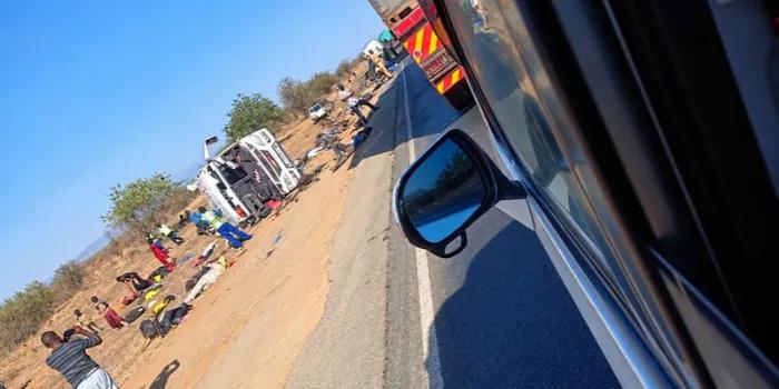 The scene of the accident along the Mombasa-Nairobi Highway near Mtito Andei on October 25, 2026