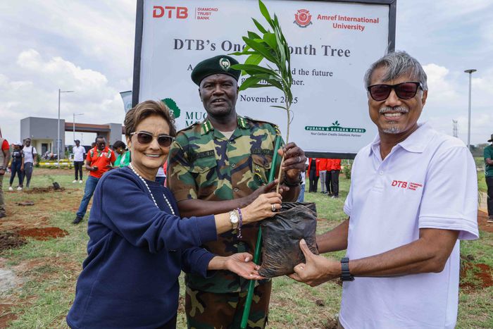CEO of the Diamond Trust Bank Group, Nasim Devji, and DTB Kenya Managing Director & CEO, Murali Natarajan, pose for a photo with Dr. Clement Ng’oriareng.jpg