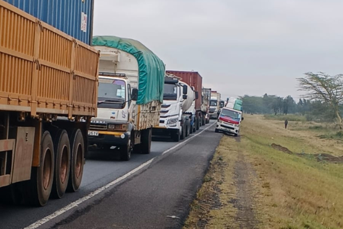 Traffic on a section of the Nakuru - Mau Summit - Nairobi Highway