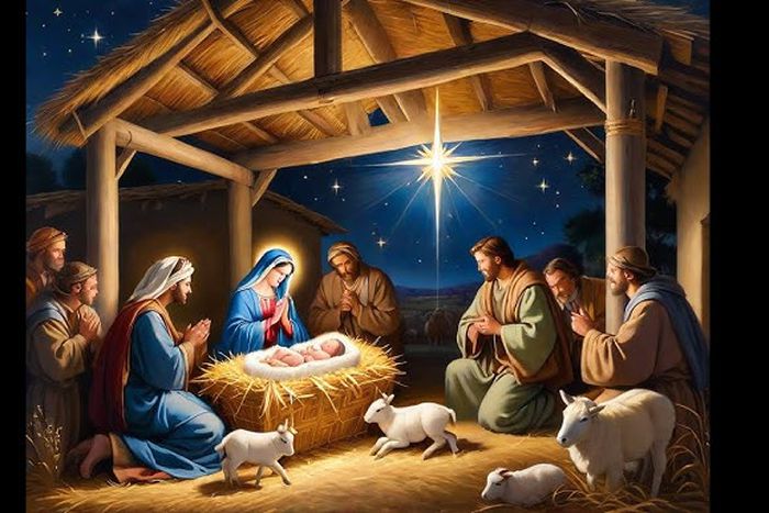 An illustration of the birth of Jesus Christ