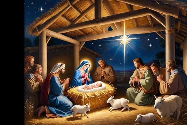 An illustration of the birth of Jesus Christ