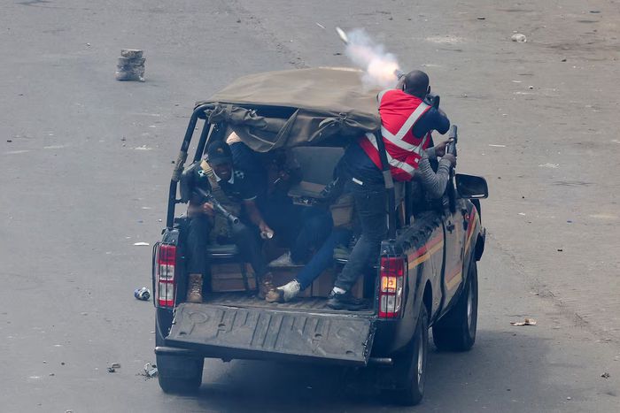 Police vehicle used during the protest crackdown
