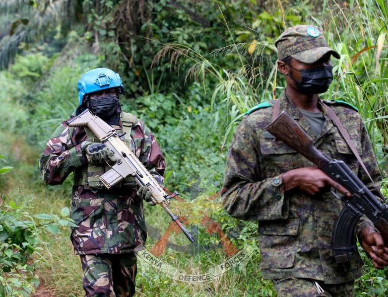 Kenyan soldiers on the patrol beat in the DRC (Image: KDF)