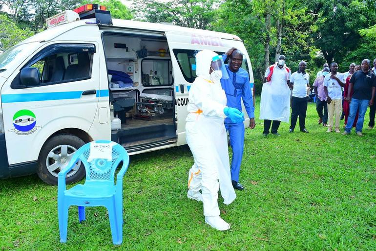 Frontline health workers in Busia County yesterday conduct a live Ebola simulation drill at the Alupe Isolation Site, following an intensive week-long training programme for designated response teams (image: Files)