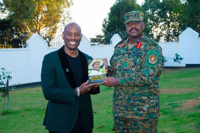Gen Muhoozi Kainerugaba hangs out with American actor and singer Tyrese Gibson during his recent visit to Uganda (Image: Files)