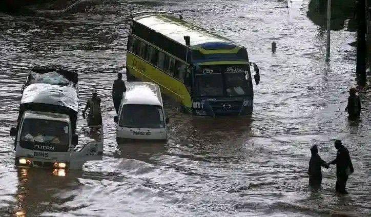A flooded street in downtwon Nairobi during the deadly floods in March 2026 (Image: Files)