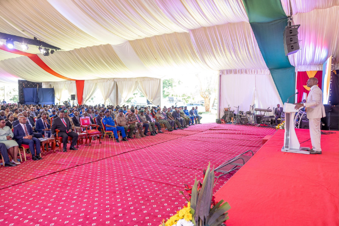 President William Ruto speaking during the launch of the National Police Service and State Department of Correctional Service Strategic Plans 2023-2027, Nairobi. (Image: PCS)