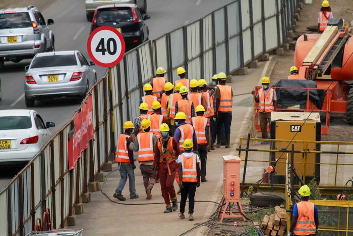 Construction workers at a project in Nairobi