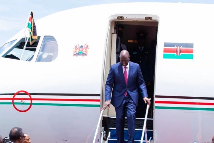 President William Ruto disembarking from a plane