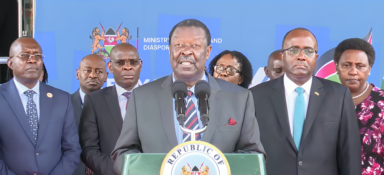 Prime CS Musalia Mudavadi addressing the media on November 26, 2024