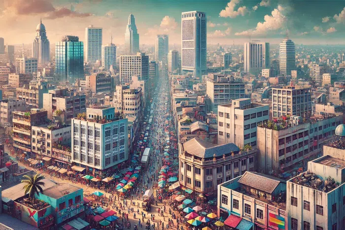 An AI generated image depicting a city