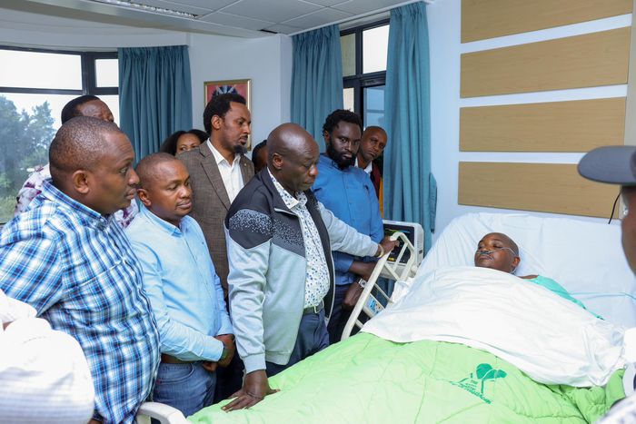 Former DP Rigathi Gachagua visits Juja Member of Parliament George Koimburi in hospital