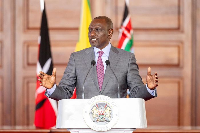 President William Ruto speaking at State House