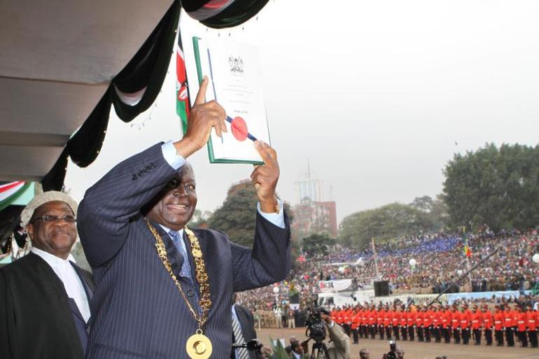 Former President Mwai Kibaki signed and officially promulgated Kenya’s historic 2010 Constitution on August 27, 2010, at Uhuru Park in Nairobi (Image: Files)