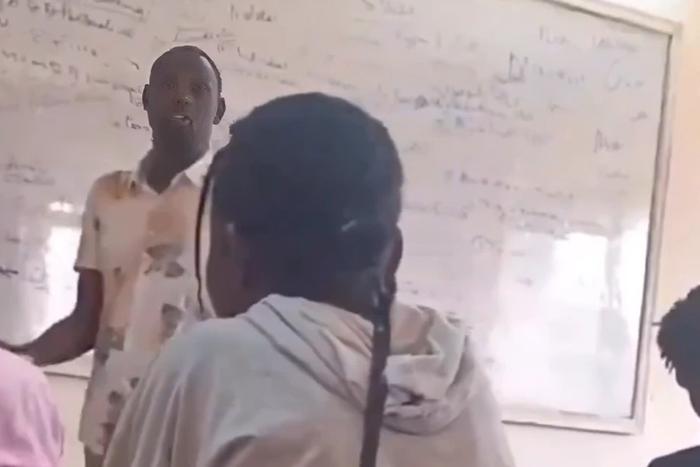 A screengrab image of the video recorded inside the lecture hall as the lecturer campaigned for Rutto's re-election and warned the students