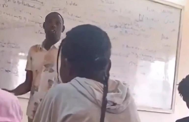 A screengrab image of the video recorded inside the lecture hall as the lecturer campaigned for Rutto's re-election and warned the students