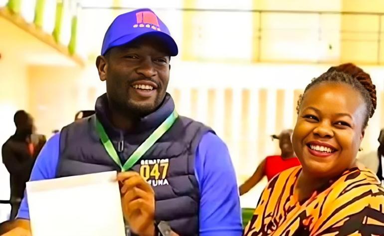 File image of Edwin Sifuna with his wife, Didi Wamukoya