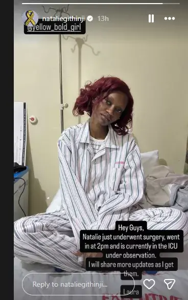 Natalie Githinji shortly before she underwent a surgical procedure.