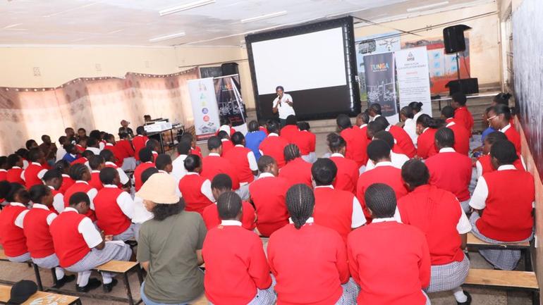 consumer awareness campaign during the Film for Social Change  at Enoomatasiani Girls Secondary School in Kajiado County.