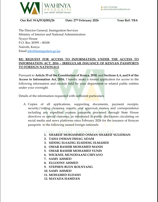 A petition filed by Kenyan lawyer Peter Wahinya