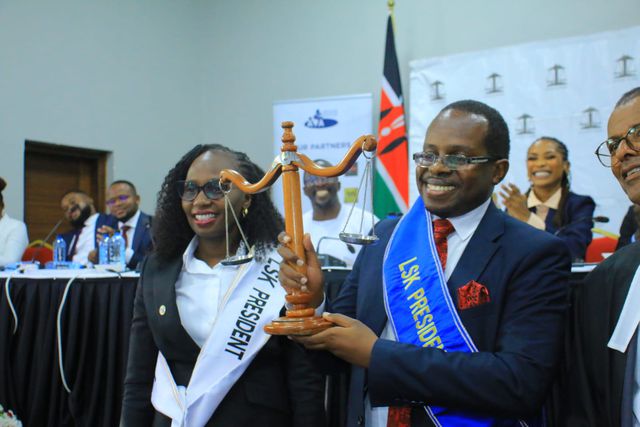 Side by side: Former Law Society of Kenya President Faith Odhiambo alongside current Law Society of Kenya President Charles Kanjama at the swearing in ceremony of the latter, March 27, 2026