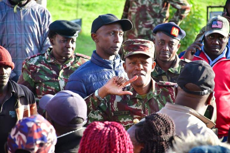 Rift Valley Regional Commander Masoud Munyi addressing parents