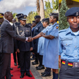 President Ruto inspects the newly unveiled Police uniforms complete with their new-look maternity wear. (Image: PCS)