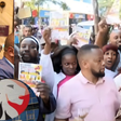 Photo collage of KRA Commissioner General Adan Mohammed and protesting traders. (Image: KRA-NTV)