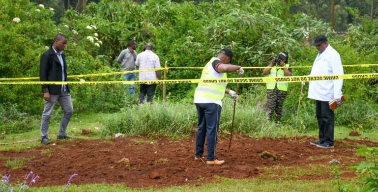 DCI officers conduct investigations at Makaburini Cemetery in Kericho