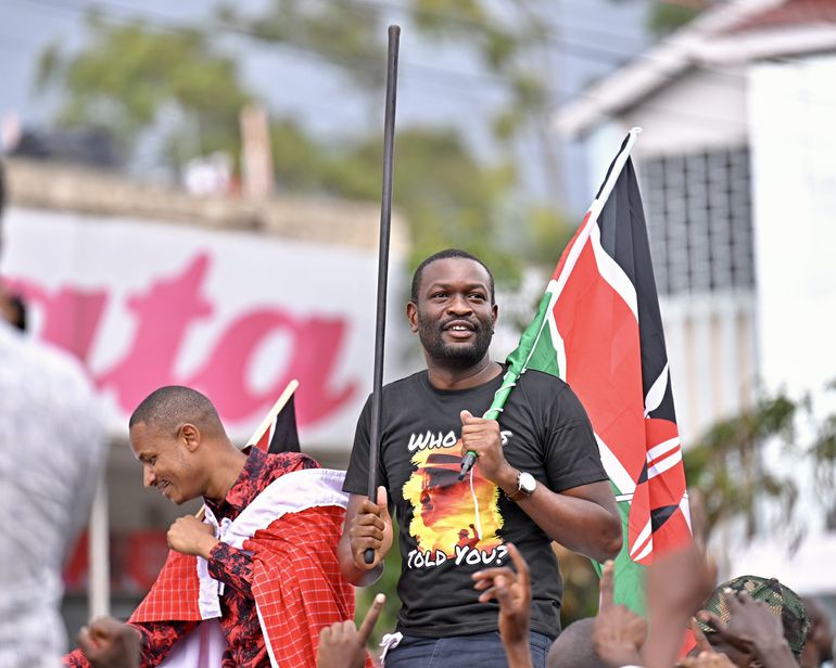 Embakasi East MP Babu Owino and Nairobi Senator Edwin Sifuna at a past Linda Mwananchi rally