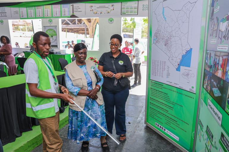 Acting IEBC Commission Secretary and CEO Ruth Kulundu (Centre). Photo: IEBC.