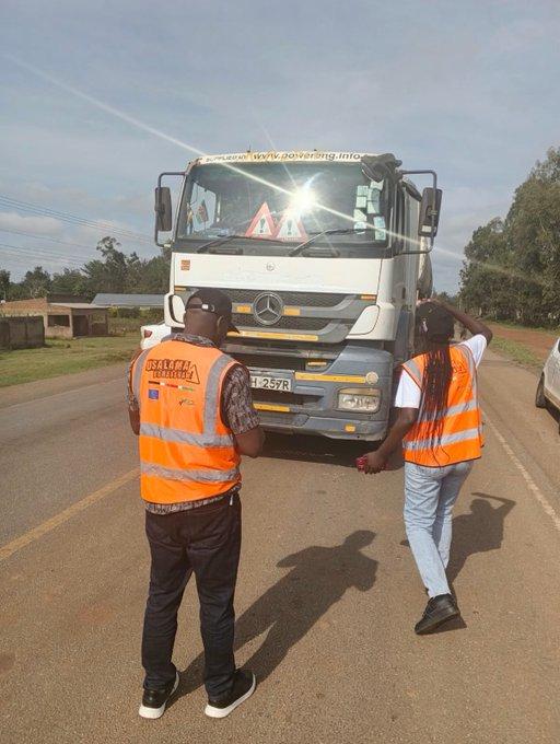 NTSA at a checkpoint inspecting vehicles