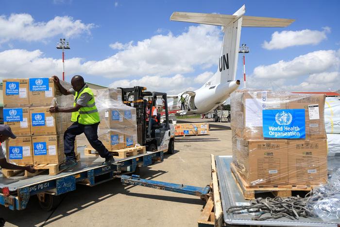 Workers load World Health Organization (WHO) emergency supplies onto a United Nations plane in Nairobi, Kenya, Wednesday, May 20, 2026, headed for Congo to combat the Ebola outbreak in Ituri province.
Andrew Kasuku/AP Photo/Andrew Kasuku