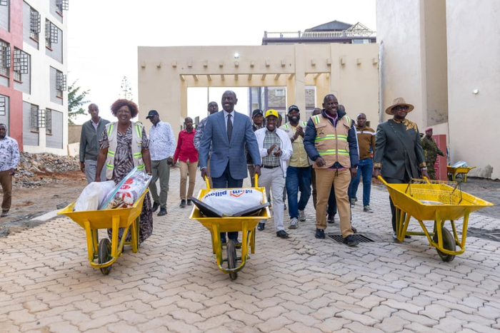 President William Ruto when he handed over keys to 2,157 homeowners at the Pioneer Affordable Housing Project in Eldoret City, Uasin Gishu County.