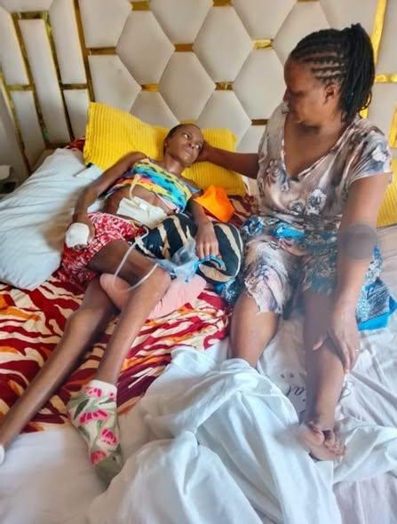 A bedridden Roselyn Ashanti Mwende, popularly known as Chunna