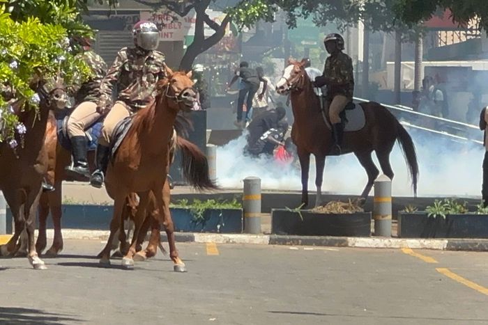 Police officers patrol Nairobi CBD amid protests against abductions
