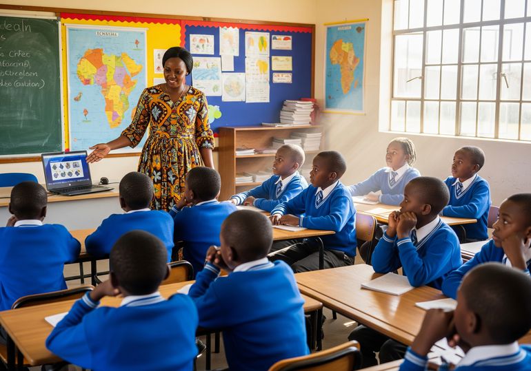 An AI-generated image of a teacher at work