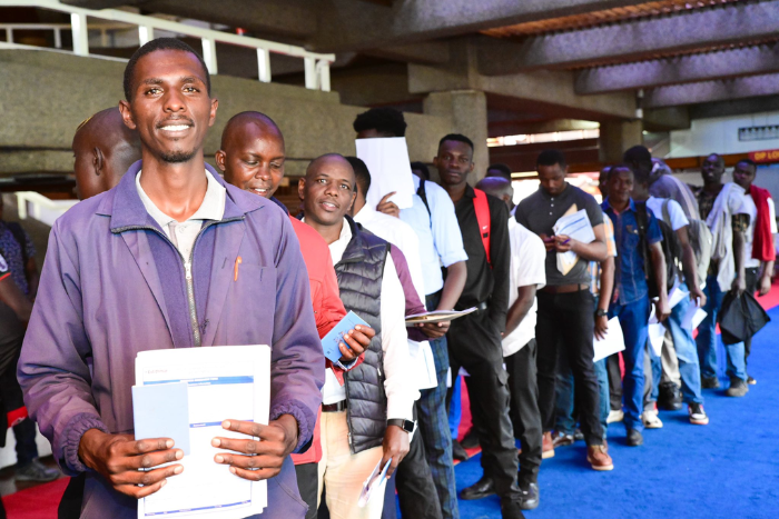 File image of jobseekers at a past government recruitment exercise drive in Nairobi